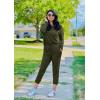 imagePRETTYGARDEN Women Fall 2 Piece Lounge Outfit Long Sleeve Tops High Waisted Jogger Pants Set Spring Travel Clothes TracksuitArmy Green