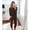 imagePRETTYGARDEN Women Fall 2 Piece Lounge Outfit Long Sleeve Tops High Waisted Jogger Pants Set Spring Travel Clothes TracksuitBrown