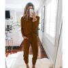 imagePRETTYGARDEN Women Fall 2 Piece Lounge Outfit Long Sleeve Tops High Waisted Jogger Pants Set Spring Travel Clothes TracksuitLight Brown