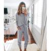imagePRETTYGARDEN Women Fall 2 Piece Lounge Outfit Long Sleeve Tops High Waisted Jogger Pants Set Spring Travel Clothes TracksuitLight Grey