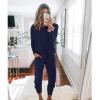 imagePRETTYGARDEN Women Fall 2 Piece Lounge Outfit Long Sleeve Tops High Waisted Jogger Pants Set Spring Travel Clothes TracksuitNavy