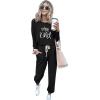 imagePRETTYGARDEN Women Fall 2 Piece Lounge Outfit Long Sleeve Tops High Waisted Jogger Pants Set Spring Travel Clothes TracksuitPatternedblack