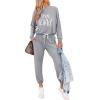 imagePRETTYGARDEN Women Fall 2 Piece Lounge Outfit Long Sleeve Tops High Waisted Jogger Pants Set Spring Travel Clothes TracksuitPatternedgrey