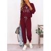imagePRETTYGARDEN Women Fall 2 Piece Lounge Outfit Long Sleeve Tops High Waisted Jogger Pants Set Spring Travel Clothes TracksuitPatternedwine Red