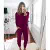 imagePRETTYGARDEN Women Fall 2 Piece Lounge Outfit Long Sleeve Tops High Waisted Jogger Pants Set Spring Travel Clothes TracksuitPurple