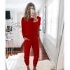 imagePRETTYGARDEN Women Fall 2 Piece Lounge Outfit Long Sleeve Tops High Waisted Jogger Pants Set Spring Travel Clothes TracksuitRed