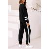 imagePRETTYGARDEN Women Fall 2 Piece Lounge Outfit Long Sleeve Tops High Waisted Jogger Pants Set Spring Travel Clothes TracksuitStriped Black