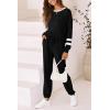 imagePRETTYGARDEN Women Fall 2 Piece Lounge Outfit Long Sleeve Tops High Waisted Jogger Pants Set Spring Travel Clothes TracksuitStriped Black