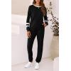 imagePRETTYGARDEN Women Fall 2 Piece Lounge Outfit Long Sleeve Tops High Waisted Jogger Pants Set Spring Travel Clothes TracksuitStriped Black