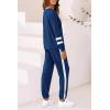 imagePRETTYGARDEN Women Fall 2 Piece Lounge Outfit Long Sleeve Tops High Waisted Jogger Pants Set Spring Travel Clothes TracksuitStriped Dark Blue
