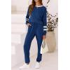 imagePRETTYGARDEN Women Fall 2 Piece Lounge Outfit Long Sleeve Tops High Waisted Jogger Pants Set Spring Travel Clothes TracksuitStriped Dark Blue