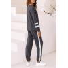 imagePRETTYGARDEN Women Fall 2 Piece Lounge Outfit Long Sleeve Tops High Waisted Jogger Pants Set Spring Travel Clothes TracksuitStriped Dark Grey