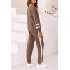 imagePRETTYGARDEN Women Fall 2 Piece Lounge Outfit Long Sleeve Tops High Waisted Jogger Pants Set Spring Travel Clothes TracksuitStriped Dark Khaki