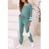 imagePRETTYGARDEN Women Fall 2 Piece Lounge Outfit Long Sleeve Tops High Waisted Jogger Pants Set Spring Travel Clothes TracksuitStriped Fruit Green