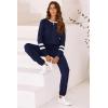 imagePRETTYGARDEN Women Fall 2 Piece Lounge Outfit Long Sleeve Tops High Waisted Jogger Pants Set Spring Travel Clothes TracksuitStriped Navy