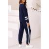 imagePRETTYGARDEN Women Fall 2 Piece Lounge Outfit Long Sleeve Tops High Waisted Jogger Pants Set Spring Travel Clothes TracksuitStriped Navy