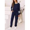 imagePRETTYGARDEN Women Fall 2 Piece Lounge Outfit Long Sleeve Tops High Waisted Jogger Pants Set Spring Travel Clothes TracksuitStriped Navy