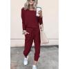imagePRETTYGARDEN Women Fall 2 Piece Lounge Outfit Long Sleeve Tops High Waisted Jogger Pants Set Spring Travel Clothes TracksuitWine Red