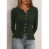 imagePRETTYGARDEN Womens 2025 Fall Cardigan Sweaters Lightweight Long Sleeve Button up Ribbed Knit Tops Winter Fashion ClothesArmy Green