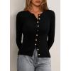 imagePRETTYGARDEN Womens 2025 Fall Cardigan Sweaters Lightweight Long Sleeve Button up Ribbed Knit Tops Winter Fashion ClothesBlack