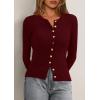 imagePRETTYGARDEN Womens 2025 Fall Cardigan Sweaters Lightweight Long Sleeve Button up Ribbed Knit Tops Winter Fashion ClothesBurgundy