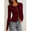 imagePRETTYGARDEN Womens 2025 Fall Cardigan Sweaters Lightweight Long Sleeve Button up Ribbed Knit Tops Winter Fashion ClothesBurgundy