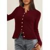 imagePRETTYGARDEN Womens 2025 Fall Cardigan Sweaters Lightweight Long Sleeve Button up Ribbed Knit Tops Winter Fashion ClothesBurgundy
