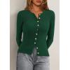 imagePRETTYGARDEN Womens 2025 Fall Cardigan Sweaters Lightweight Long Sleeve Button up Ribbed Knit Tops Winter Fashion ClothesDark Green