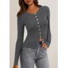 imagePRETTYGARDEN Womens 2025 Fall Cardigan Sweaters Lightweight Long Sleeve Button up Ribbed Knit Tops Winter Fashion ClothesGrey