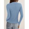 imagePRETTYGARDEN Womens 2025 Fall Cardigan Sweaters Lightweight Long Sleeve Button up Ribbed Knit Tops Winter Fashion ClothesLight Blue