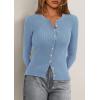 imagePRETTYGARDEN Womens 2025 Fall Cardigan Sweaters Lightweight Long Sleeve Button up Ribbed Knit Tops Winter Fashion ClothesLight Blue