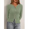 imagePRETTYGARDEN Womens 2025 Fall Cardigan Sweaters Lightweight Long Sleeve Button up Ribbed Knit Tops Winter Fashion ClothesLight Green