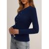 imagePRETTYGARDEN Womens 2025 Fall Cardigan Sweaters Lightweight Long Sleeve Button up Ribbed Knit Tops Winter Fashion ClothesNavy Blue