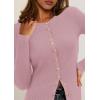 imagePRETTYGARDEN Womens 2025 Fall Cardigan Sweaters Lightweight Long Sleeve Button up Ribbed Knit Tops Winter Fashion ClothesPink
