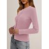 imagePRETTYGARDEN Womens 2025 Fall Cardigan Sweaters Lightweight Long Sleeve Button up Ribbed Knit Tops Winter Fashion ClothesPink