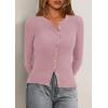 imagePRETTYGARDEN Womens 2025 Fall Cardigan Sweaters Lightweight Long Sleeve Button up Ribbed Knit Tops Winter Fashion ClothesPink