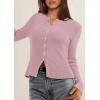 imagePRETTYGARDEN Womens 2025 Fall Cardigan Sweaters Lightweight Long Sleeve Button up Ribbed Knit Tops Winter Fashion ClothesPink