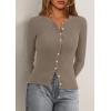 imagePRETTYGARDEN Womens 2025 Fall Cardigan Sweaters Lightweight Long Sleeve Button up Ribbed Knit Tops Winter Fashion ClothesTaupe