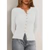 imagePRETTYGARDEN Womens 2025 Fall Cardigan Sweaters Lightweight Long Sleeve Button up Ribbed Knit Tops Winter Fashion ClothesWhite