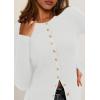imagePRETTYGARDEN Womens 2025 Fall Cardigan Sweaters Lightweight Long Sleeve Button up Ribbed Knit Tops Winter Fashion ClothesWhite