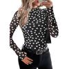 imagePRETTYGARDEN Womens 2025 Fall Mesh Floral Blouses Long Sleeve Going Out Tops Slim Fitted Shirts Date Night Outfits01 Dot Black White