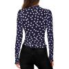 imagePRETTYGARDEN Womens 2025 Fall Mesh Floral Blouses Long Sleeve Going Out Tops Slim Fitted Shirts Date Night Outfits01 Dot Navy White