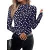 imagePRETTYGARDEN Womens 2025 Fall Mesh Floral Blouses Long Sleeve Going Out Tops Slim Fitted Shirts Date Night Outfits01 Dot Navy White