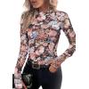 imagePRETTYGARDEN Womens 2025 Fall Mesh Floral Blouses Long Sleeve Going Out Tops Slim Fitted Shirts Date Night OutfitsFloral Black Blue