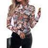 imagePRETTYGARDEN Womens 2025 Fall Mesh Floral Blouses Long Sleeve Going Out Tops Slim Fitted Shirts Date Night OutfitsFloral Black Blue