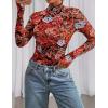 imagePRETTYGARDEN Womens 2025 Fall Mesh Floral Blouses Long Sleeve Going Out Tops Slim Fitted Shirts Date Night OutfitsFloral Black Red