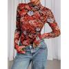 imagePRETTYGARDEN Womens 2025 Fall Mesh Floral Blouses Long Sleeve Going Out Tops Slim Fitted Shirts Date Night OutfitsFloral Black Red