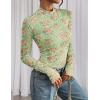 imagePRETTYGARDEN Womens 2025 Fall Mesh Floral Blouses Long Sleeve Going Out Tops Slim Fitted Shirts Date Night OutfitsFloral Green