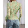 imagePRETTYGARDEN Womens 2025 Fall Mesh Floral Blouses Long Sleeve Going Out Tops Slim Fitted Shirts Date Night OutfitsFloral Green