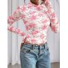 imagePRETTYGARDEN Womens 2025 Fall Mesh Floral Blouses Long Sleeve Going Out Tops Slim Fitted Shirts Date Night OutfitsFloral Pink